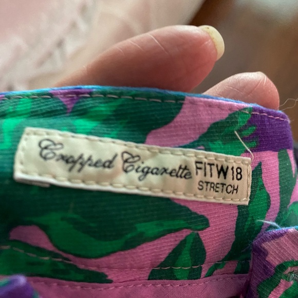 Weekend MaxMara cropped cigarette aqua floral print size 8 - Picture 8 of 10